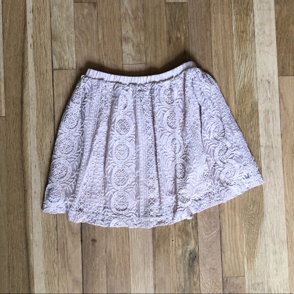 Blush pink detailed crotchet Zara skirt